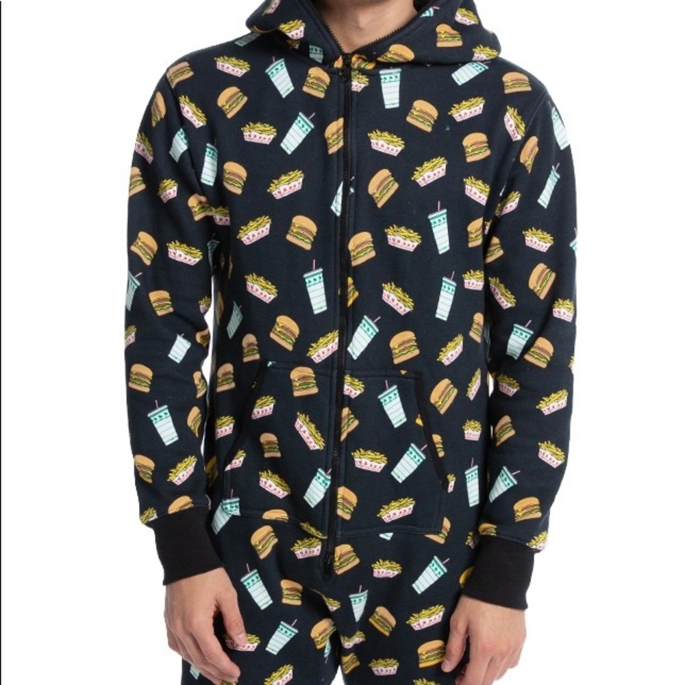 Black Fast Food Print Women's Onesie